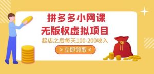 黄岛主·拼多多小网课无版权虚拟项目分享课：起店之后每天100-200收入-副业资源站