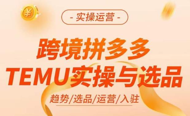 跨境拼多多TEMU实操与选品，​掌握平台运营方法技巧，选品避坑12条标准，爆款的底层思路等-副业资源站