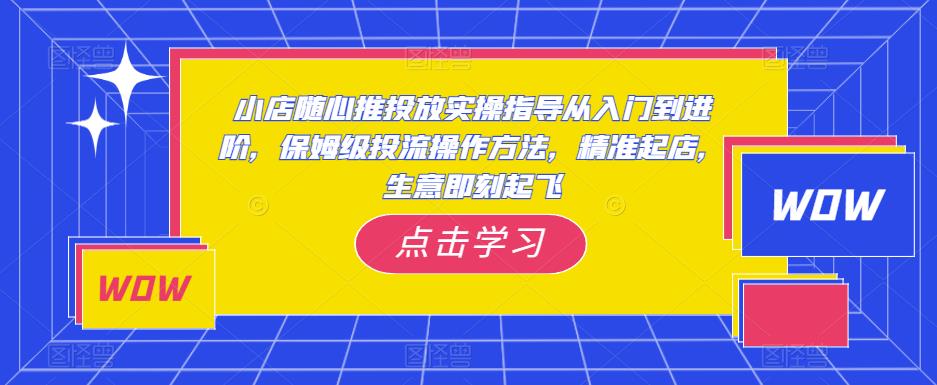 小店随心推投放实操指导从入门到进阶，保姆级投流操作方法，精准起店，生意即刻起飞-副业资源站