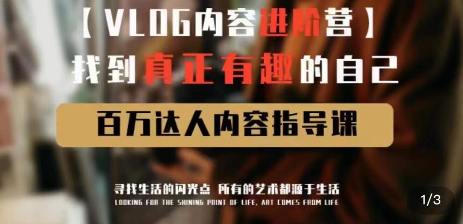 vlog内容进阶营，找到真正有趣的自己，百万达人内容指导课-副业资源站