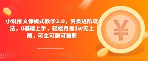 小说推文保姆式教学2.0，另类进阶玩法，0基础上手，轻松月撸1w无上限，可主可副可兼职-副业资源站