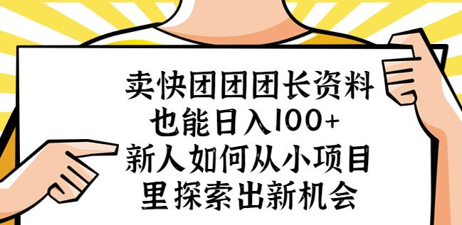 卖快团团团长资料也能日入100+新人如何从小项目里探索出新机会-副业资源站