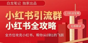 【白龙笔记】价值980元的《小红书运营和引流课》，日引100高质量粉-副业资源站