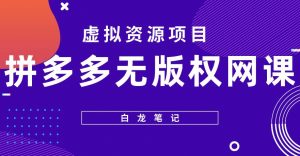【白龙笔记】拼多多无版权网课项目，月入5000的长期项目，玩法详细拆解【揭秘】-副业资源站