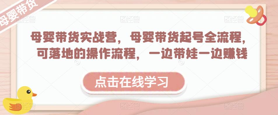 母婴带货实战营，母婴带货起号全流程，可落地的操作流程，一边带娃一边赚钱（附素材）-副业资源站