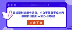 正规暴利流量卡项目，小白零基础零成本无脑照抄也能日入300+【揭秘】-副业资源站