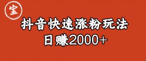 宝哥私藏·抖音快速起号涨粉玩法（4天涨粉1千）（日赚2000+）【揭秘】-副业资源站