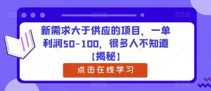 新需求大于供应的项目，一单利润50-100，很多人不知道【揭秘】-副业资源站