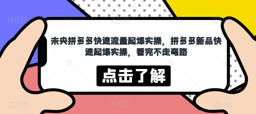 未央拼多多快速流量起爆实操，拼多多新品快速起爆实操，看完不走弯路-副业资源站