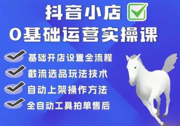 白马电商·0基础抖店运营实操课，基础开店设置全流程，截流选品玩法技术-副业资源站