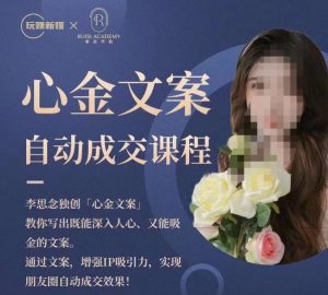心金文案自动成交课程,教你写出既能深入人心又能吸金的文案,实现朋友圈自动成交效果-副业资源站