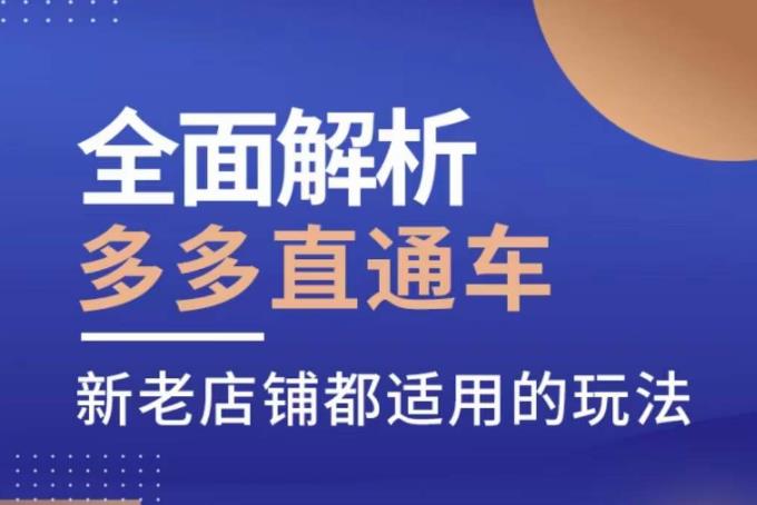 全面解析多多直通车，​新老店铺都适用的玩法-副业资源站