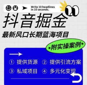 抖音掘金最新风口，长期蓝海项目，日入无上限（附实操案例）【揭秘】-副业资源站