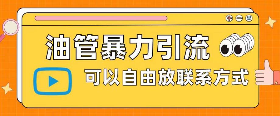 油管暴力引流，可以自由放联系方式【揭秘】-副业资源站