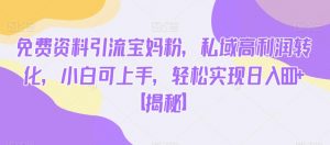 免费资料引流宝妈粉,私域高利润转化,小白可上手,轻松实现日入600+【揭秘】-副业资源站