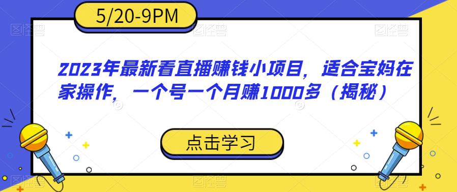 2023年最新看直播赚钱小项目，适合宝妈在家操作，一个号一个月赚1000多（揭秘）-副业资源站