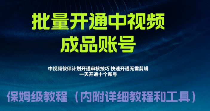 外面收费1980的暴力开通中视频计划教程，内附详细的快速通过中视频伙伴计划的办法-副业资源站