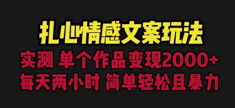 扎心情感文案玩法，单个作品变现5000+，一分钟一条原创作品，流量爆炸【揭秘】-副业资源站
