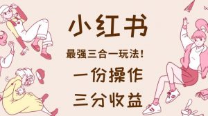 小红书最强三合一玩法，一份操作获得三份收益！【揭秘】-副业资源站