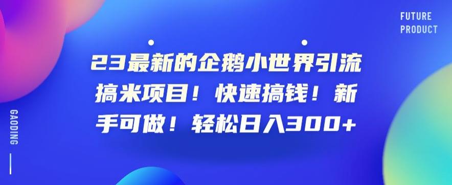 23最新的企鹅小世界引流搞米项目！快速搞钱！新手可做！轻松日入300+【揭秘】-副业资源站