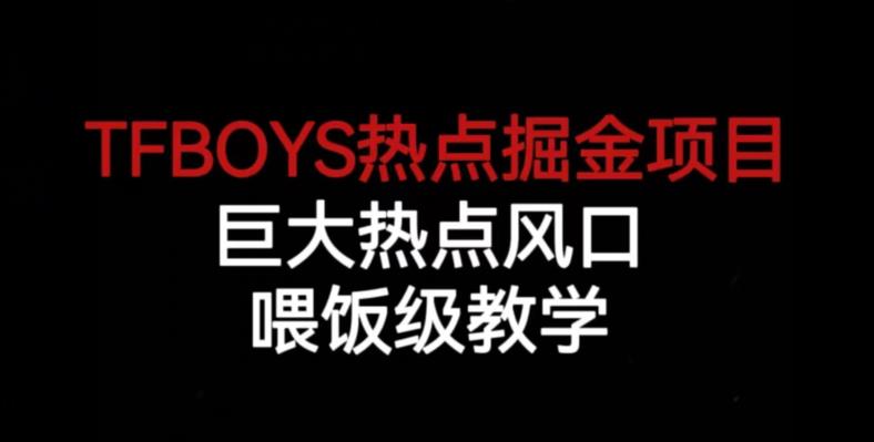 TFBOYS热点掘金项目，巨大热点风口，喂饭级教学-副业资源站