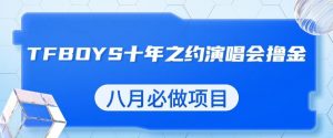最新蓝海项目，靠最近非常火的TFBOYS十年之约演唱会流量掘金，八月必做的项目【揭秘】-副业资源站