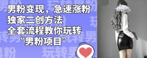 男粉变现,急速涨粉独家二创方法,全套流程教你玩转“男粉项目”【揭秘】-副业资源站