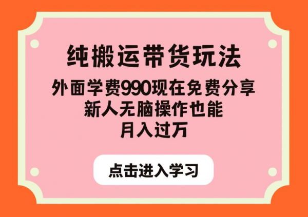 纯搬运带货玩法,外面学费990现在免费分享,新人无脑操作也能月入过万【揭秘】-副业资源站