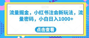 流量掘金,小红书注会新玩法,流量密码,小白日入1000+【揭秘】-副业资源站
