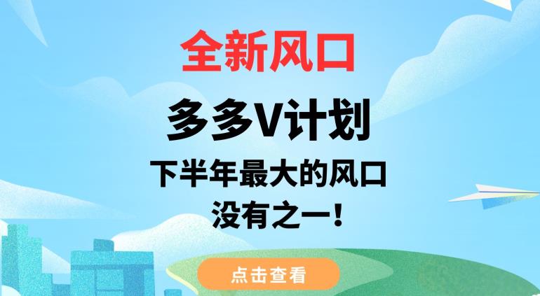 全新风口，多多V计划，下半年最大的风口项目，没有之一【揭秘】-副业资源站