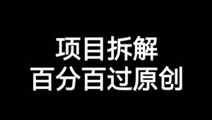 项目拆解赛道百分百过原创【揭秘】-副业资源站