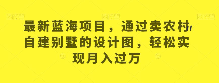 最新蓝海项目，通过卖农村自建别墅的设计图，轻松实现月入过万【揭秘】-副业资源站