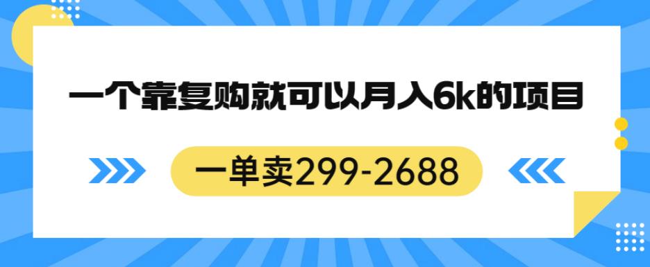 一单卖299-2688，一个靠复购就可以月入6k的暴利项目【揭秘】-副业资源站