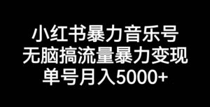 小红书暴力音乐号，无脑搞流量暴力变现，单号月入5000+-副业资源站