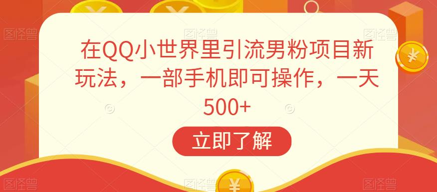 在QQ小世界里引流男粉项目新玩法，一部手机即可操作，一天500+【揭秘】-副业资源站