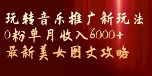 玩转音乐推广新玩法，0粉单月收入6000+，最新美女图文攻略【揭秘】-副业资源站