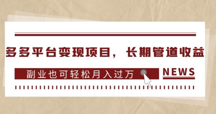 多多平台变现项目，长期管道收益，副业也可轻松月入过万-副业资源站