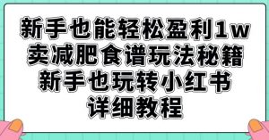 新手也能轻松盈利1w，卖减肥食谱玩法秘籍，新手也玩转小红书详细教程【揭秘】-副业资源站