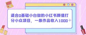 适合0基础小白做的小红书颜值打分小众项目，一条作品收入1000＋【揭秘】-副业资源站