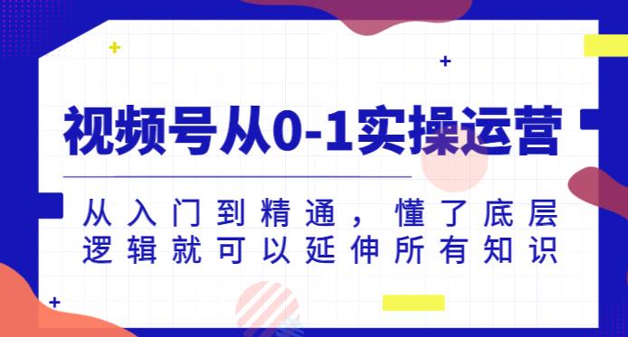 视频号从0-1实操运营，从入门到精通，懂了底层逻辑就可以延伸所有知识-副业资源站