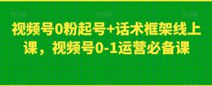 视频号0粉起号+话术框架线上课,视频号0-1运营必备课-副业资源站