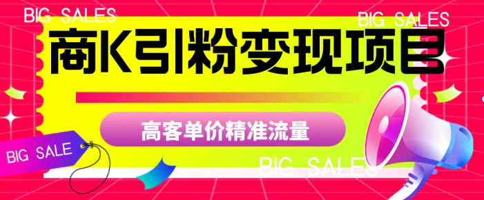 商K引粉变现项目，高客单价精准流量【揭秘】-副业资源站