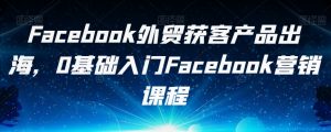 Facebook外贸获客产品出海，0基础入门Facebook营销课程-副业资源站