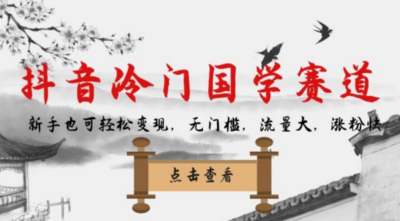 抖音冷门国学赛道，新手也可轻松变现，无门槛，流量大，涨粉快-副业资源站