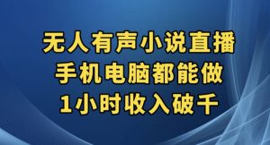 抖音无人有声小说直播，手机电脑都能做，1小时收入破千【揭秘】-副业资源站