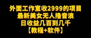外面工作室收2999的项目最新美女无人撸音浪日收益几百到几千【教程+软件】（仅揭秘）-副业资源站