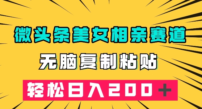 微头条冷门美女相亲赛道，无脑复制粘贴，轻松日入200＋【揭秘】-副业资源站