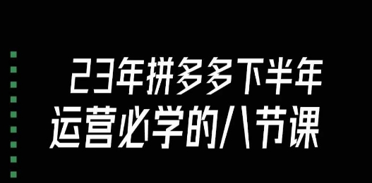 大牙·23年下半年拼多多运营必学的八节课（18节完整）-副业资源站