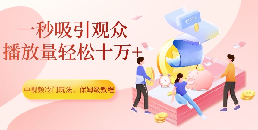 中视频冷门玩法，一秒吸引观众，播放量轻松十万+，保姆级教程【揭秘】-副业资源站