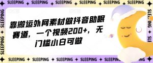 靠搬运外网素材做抖音助眠赛道，一个视频200+，无门槛小白可做【揭秘】-副业资源站